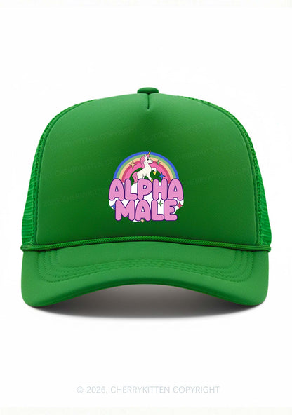 Rainbow Unicorn Alpha Male Pride Y2K Trucker Hat Cherrykitten
