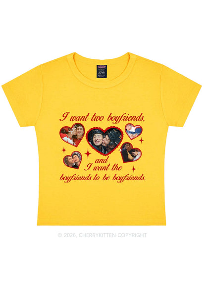 I Want Two Boyfriends HR Y2K Baby Tee Cherrykitten
