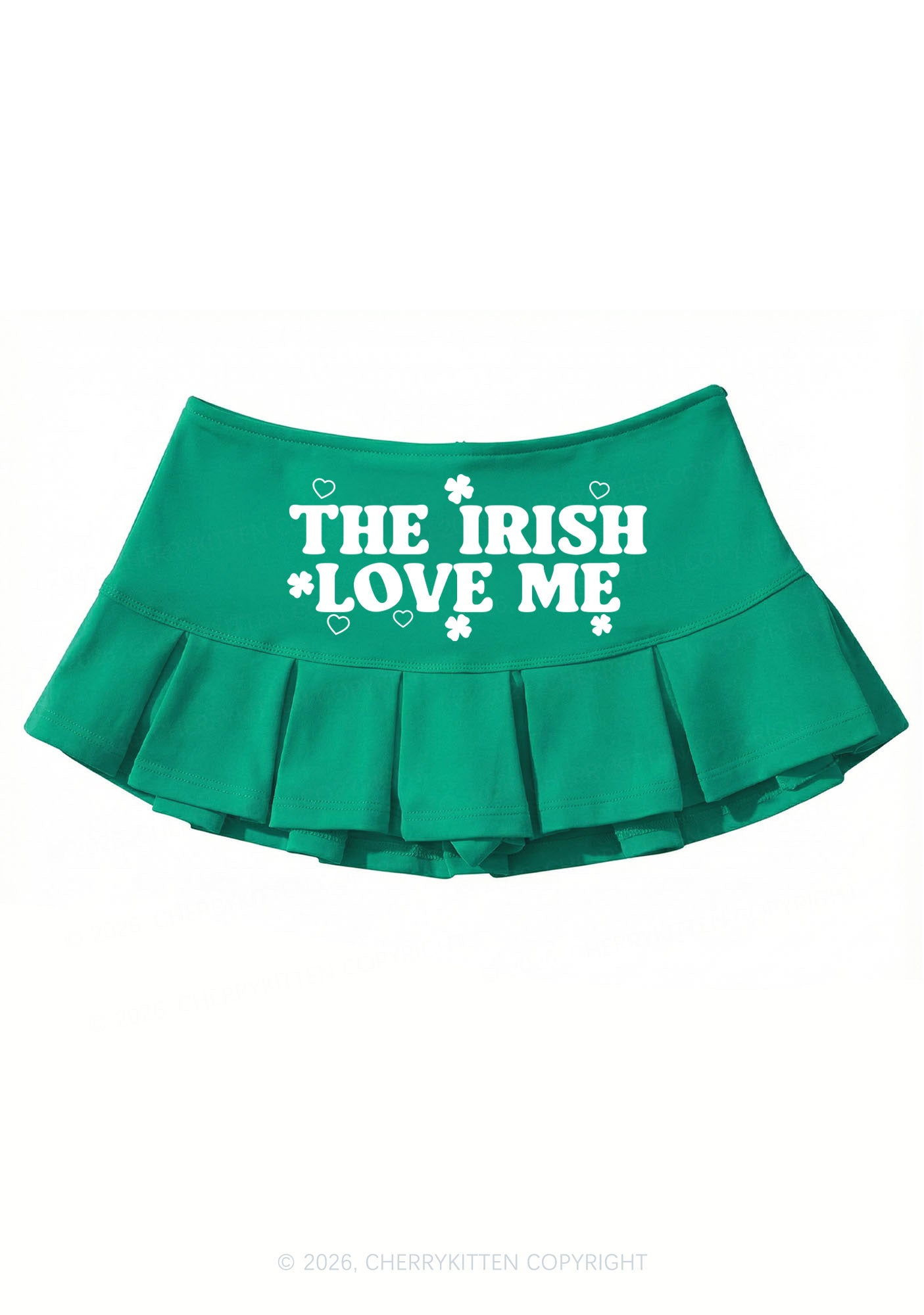 The Irish Love Me St Patricks Y2K Mini Pleated Skirts Cherrykitten