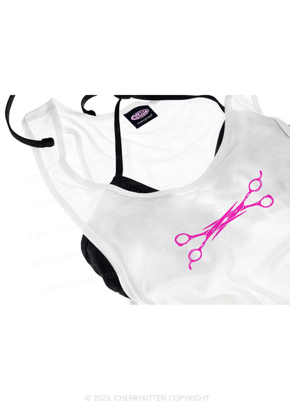 Pink Scissor Pride Y2K Sheer Boyfriend Tank Cherrykitten