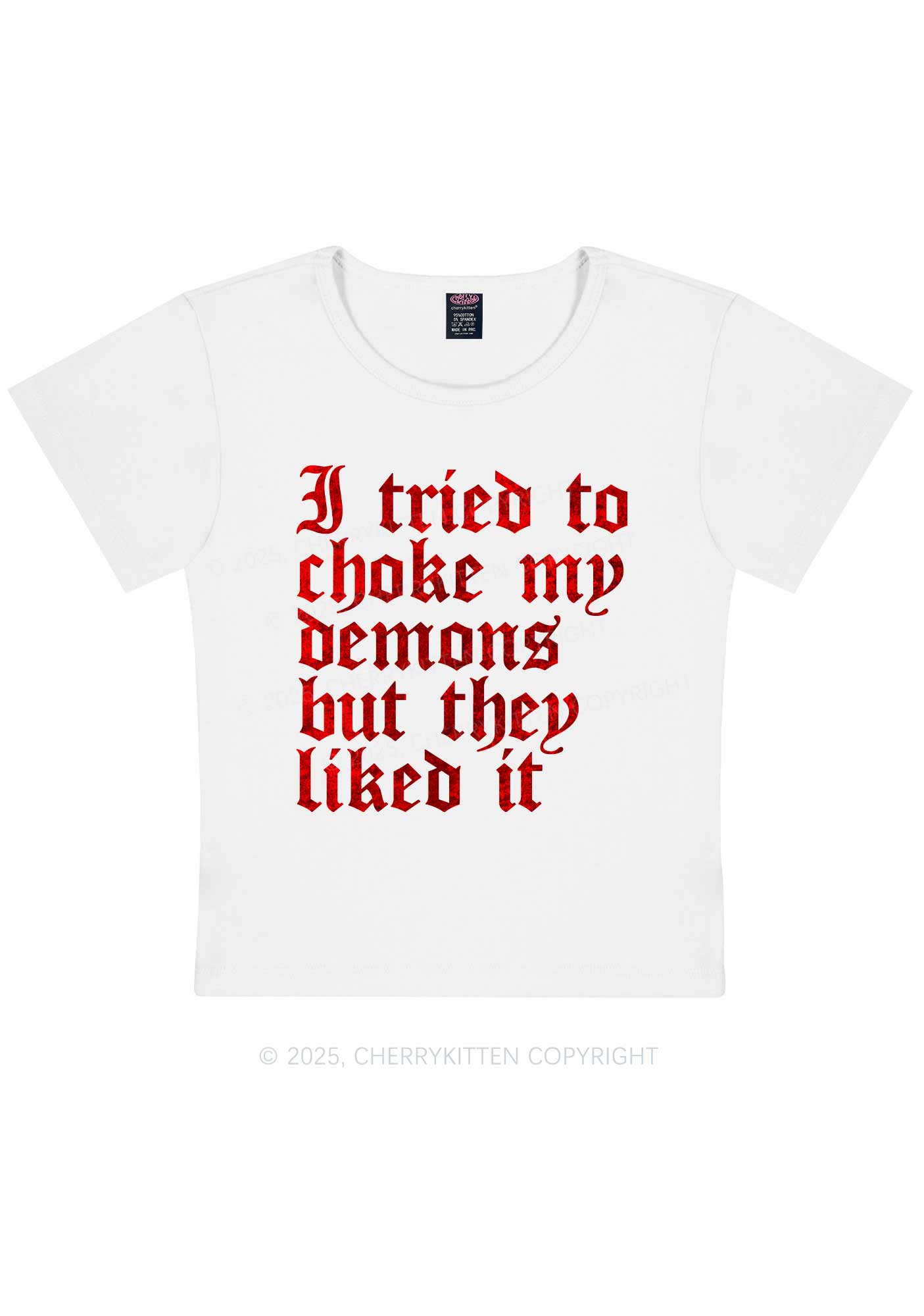 Halloween Choke Demons They Liked Y2K Baby Tee Cherrykitten