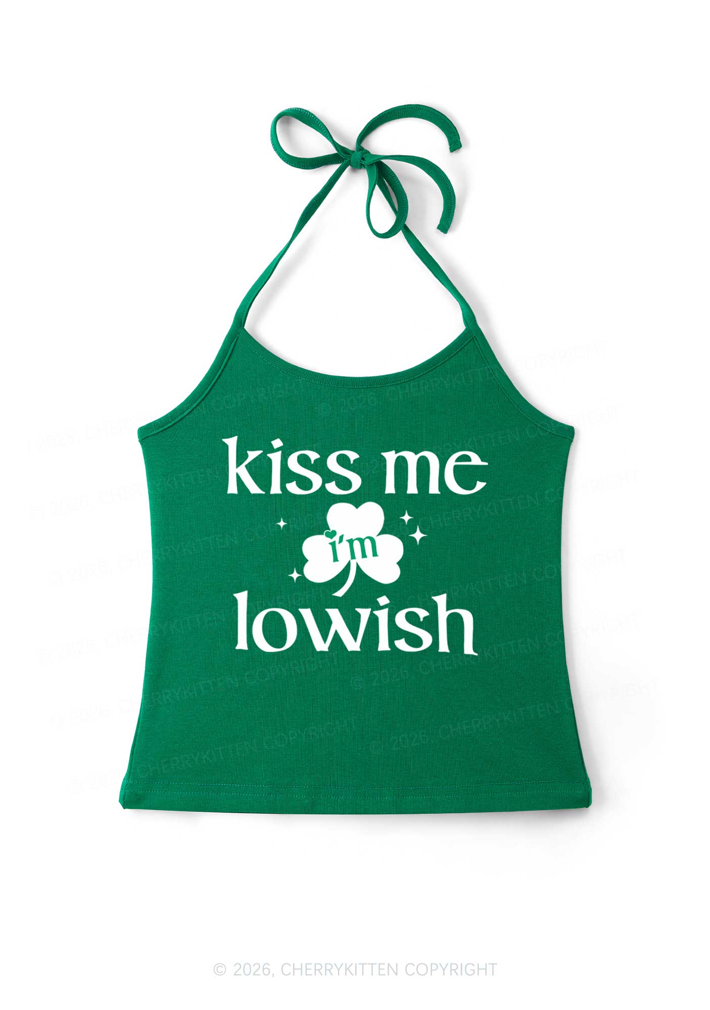 Kiss Me Im Iowish St Patricks Y2K Halter Neck Cami Cherrykitten