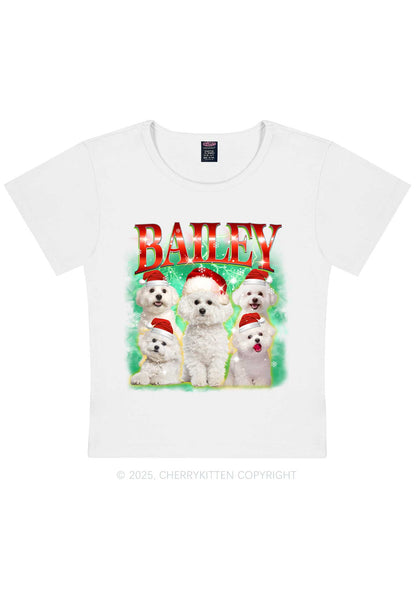 Custom Christmas Puppy Y2K Baby Tee Cherrykitten