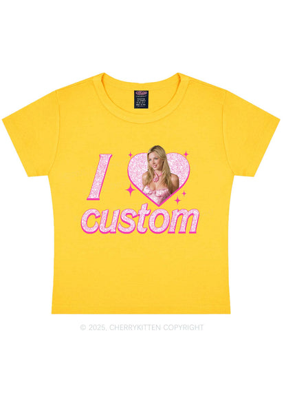 Custom I Love Photo Y2K Baby Tee Cherrykitten