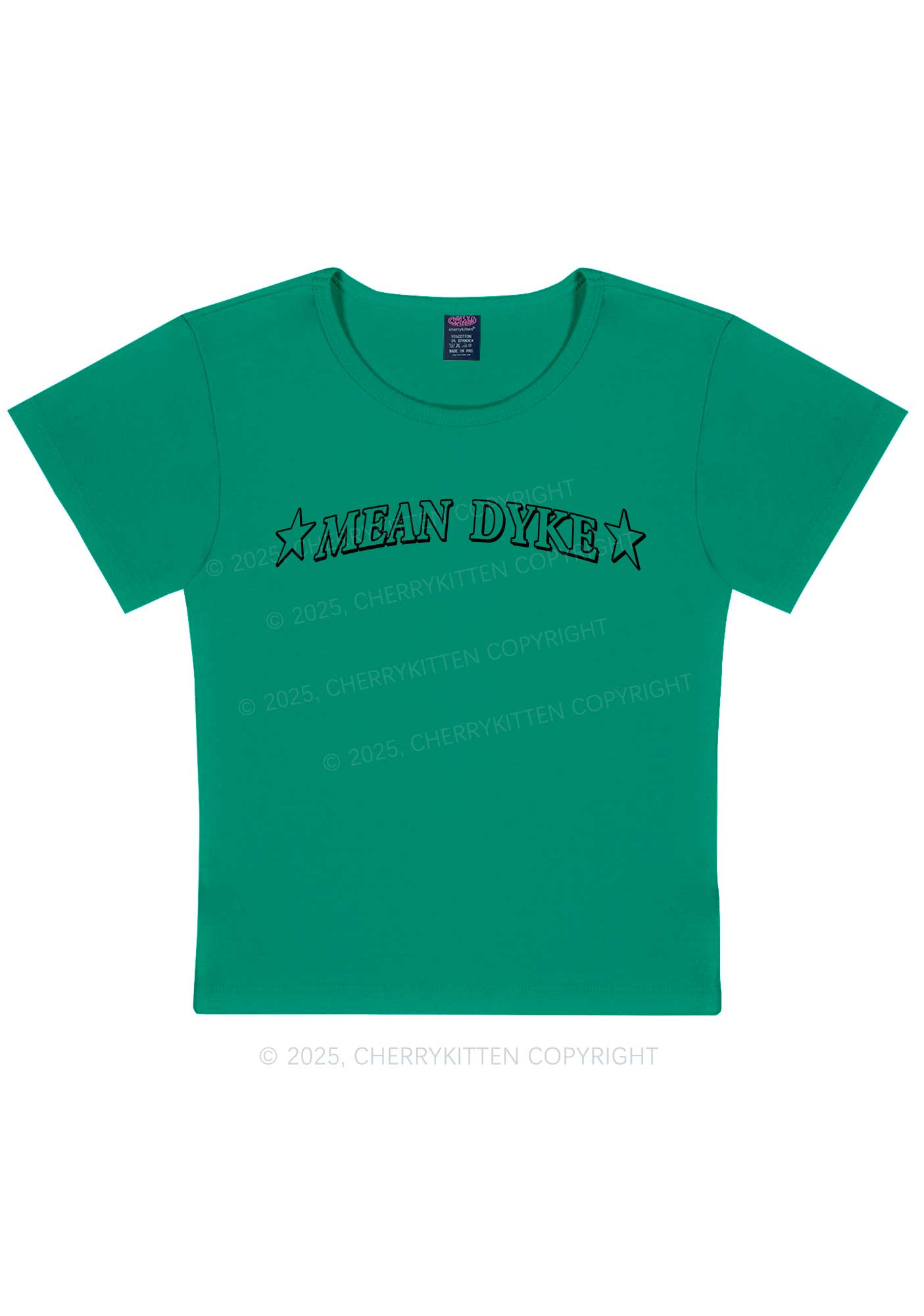 Mean Dyke Pride Y2K Baby Tee Cherrykitten