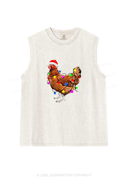Christmas Hen Y2K Washed Tank Cherrykitten