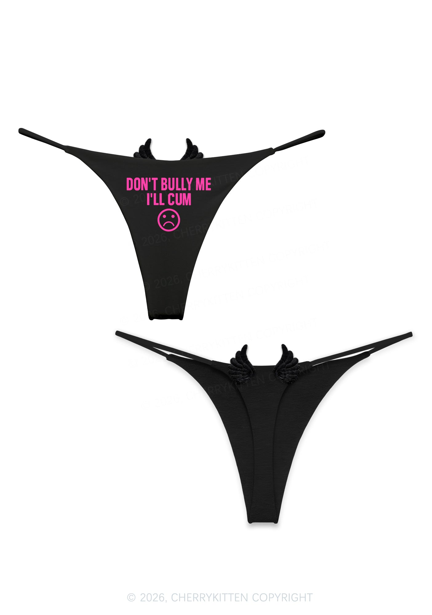 Dont Bully Me Y2K Goth Angel Wings Bikini String Thong Cherrykitten