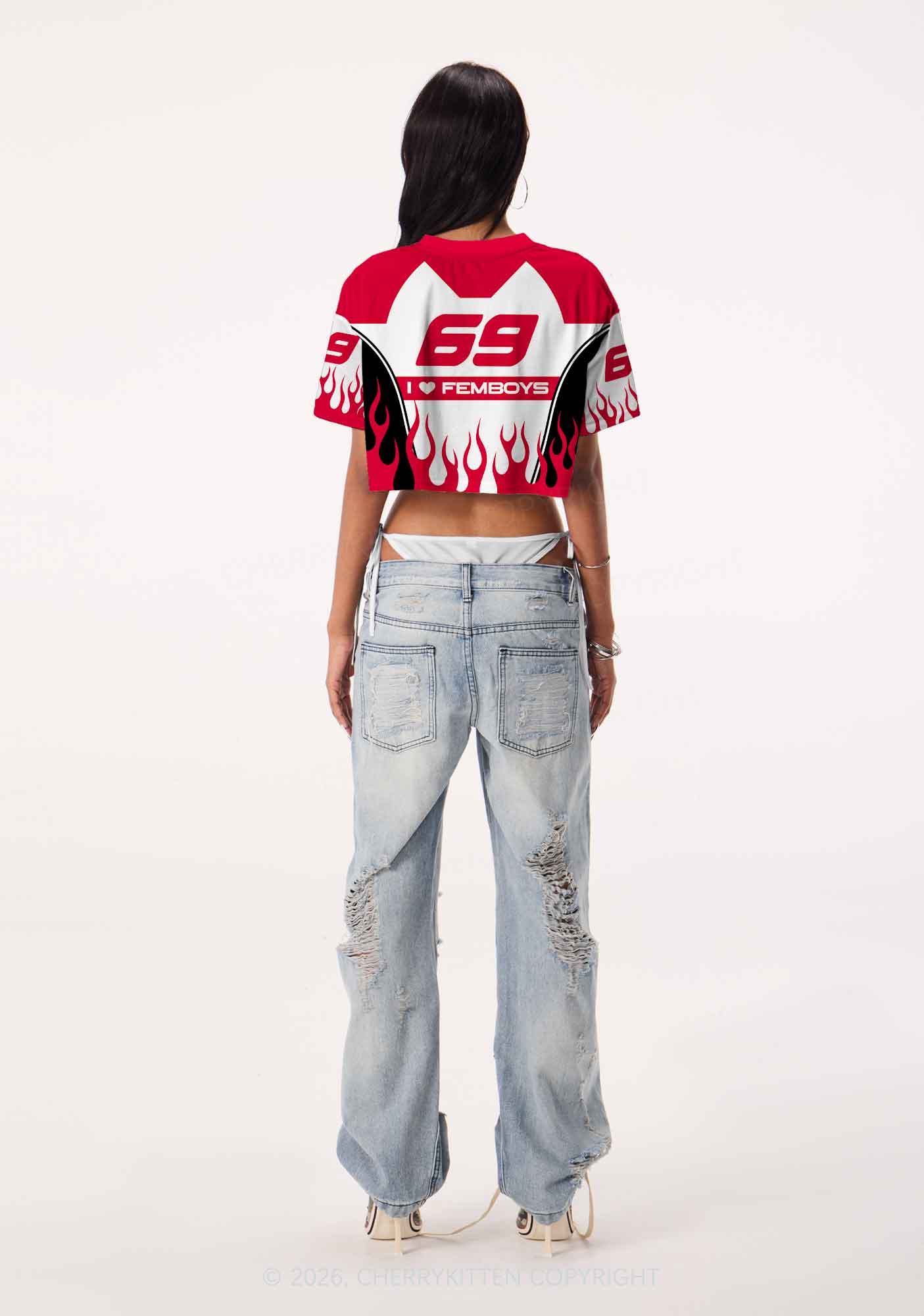 I Love Femboys Pride Y2K Crop Sport Jersey Shirts Cherrykitten