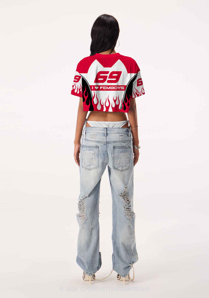 I Love Femboys Pride Y2K Crop Sport Jersey Shirts Cherrykitten