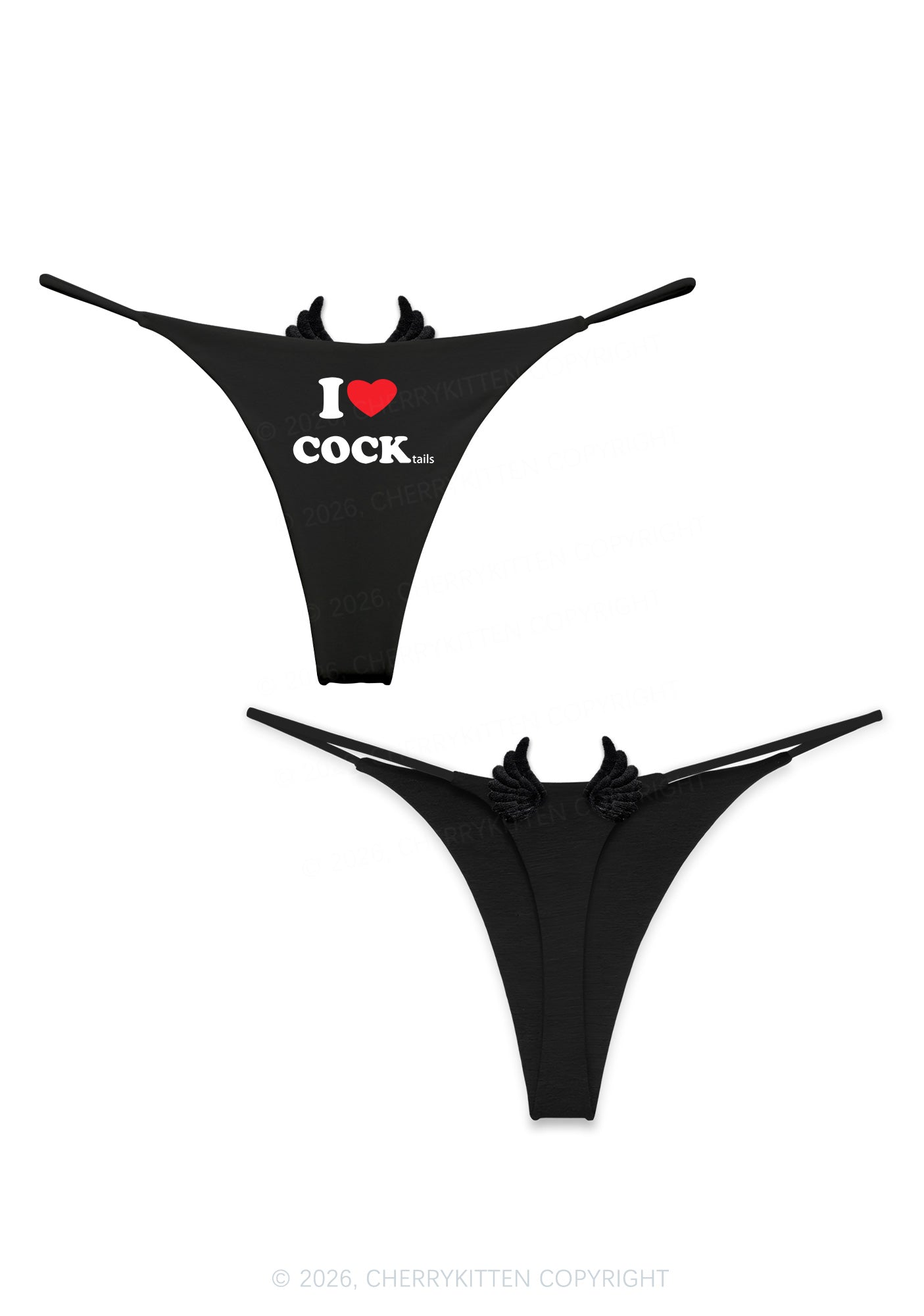 I Love Cocktails Y2K Goth Angel Wings Bikini String Thong Cherrykitten