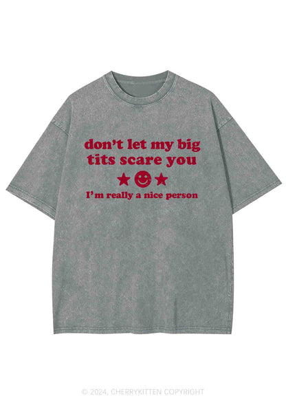 Don't Let My Big Txts Scare You Y2K Washed Tee Cherrykitten