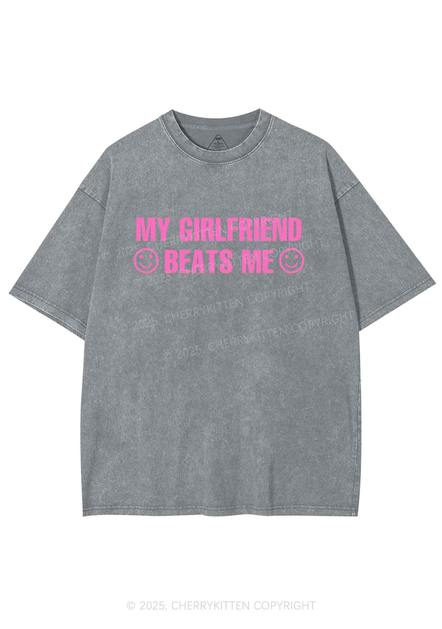 My Girlfriend Beats Me Y2K Shirts Washed Tee Cherrykitten