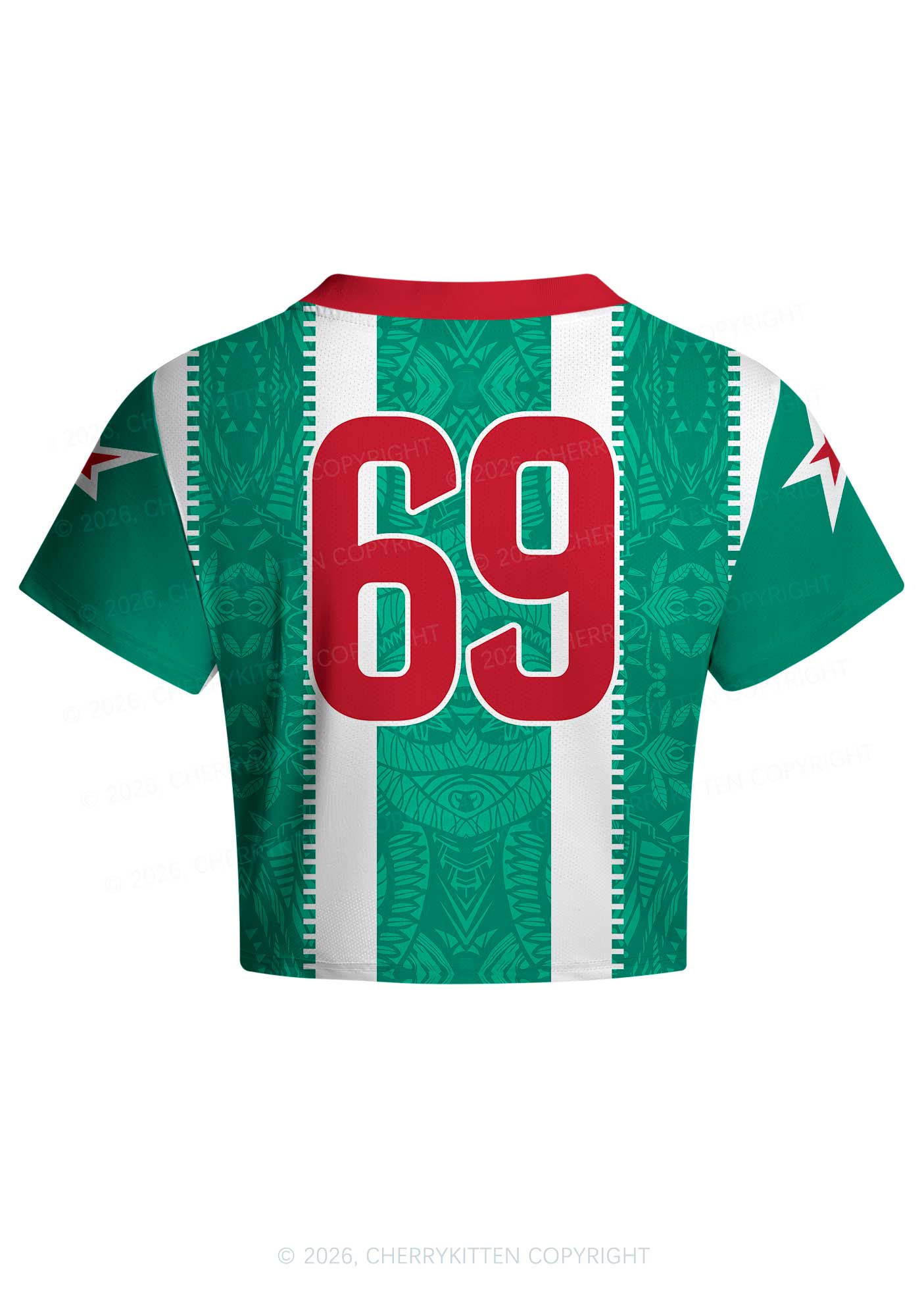 Custom Green Mexican Flag Y2K Crop Football Jersey Shirts Cherrykitten