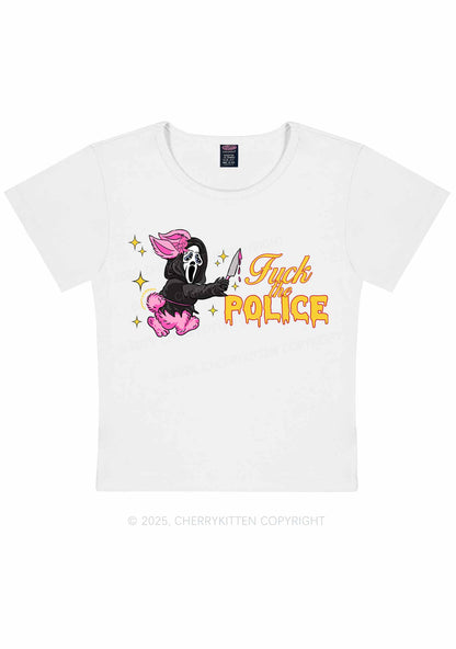 Halloween Fxxk The Police Y2K Baby Tee Cherrykitten
