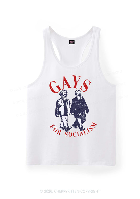 Gays For Socialism Pride Y2K Men Racerback Tank Top Cherrykitten
