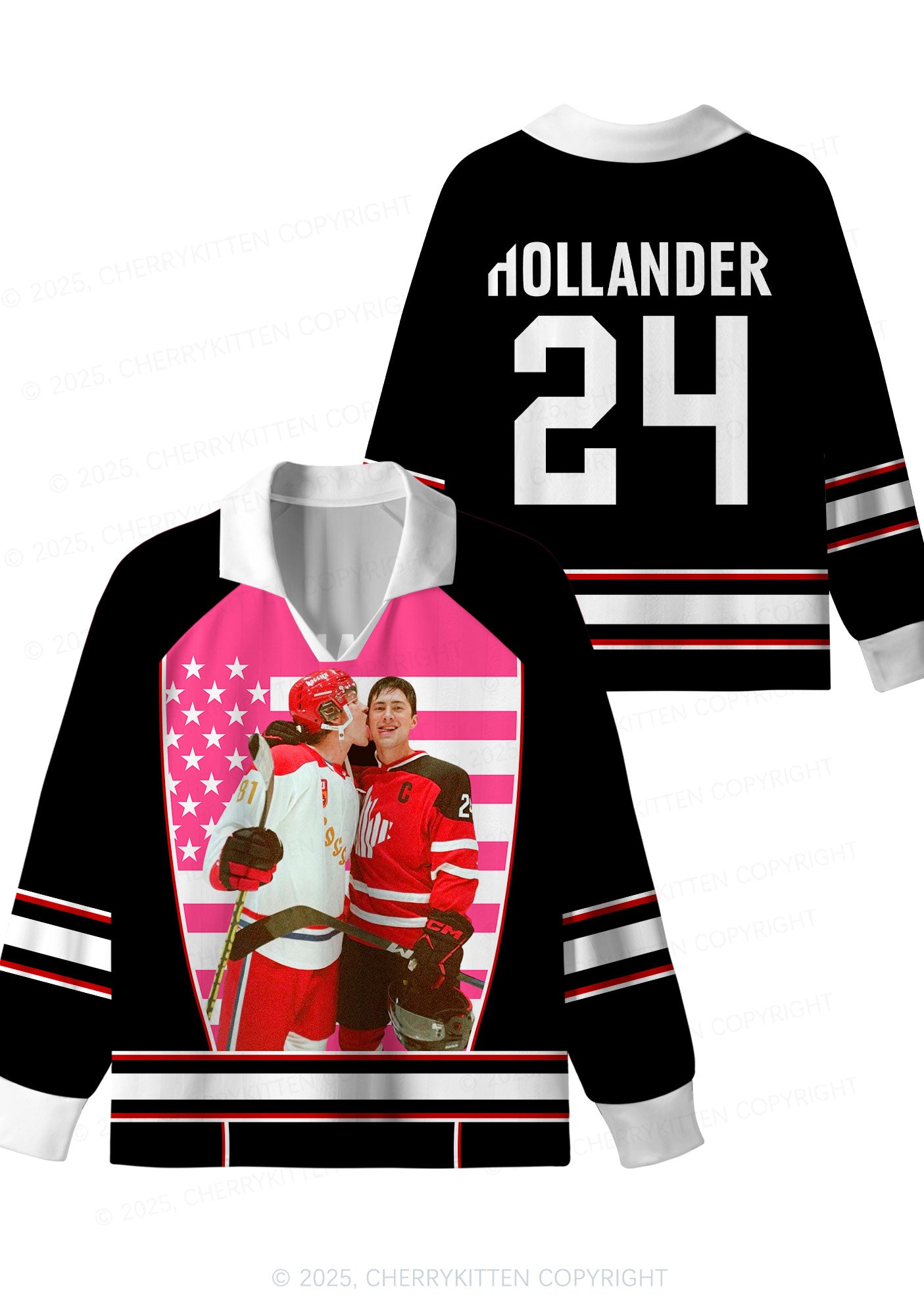 Retro Red Kissing HR Y2K Long Sleeve Sport Jersey Shirts Cherrykitten