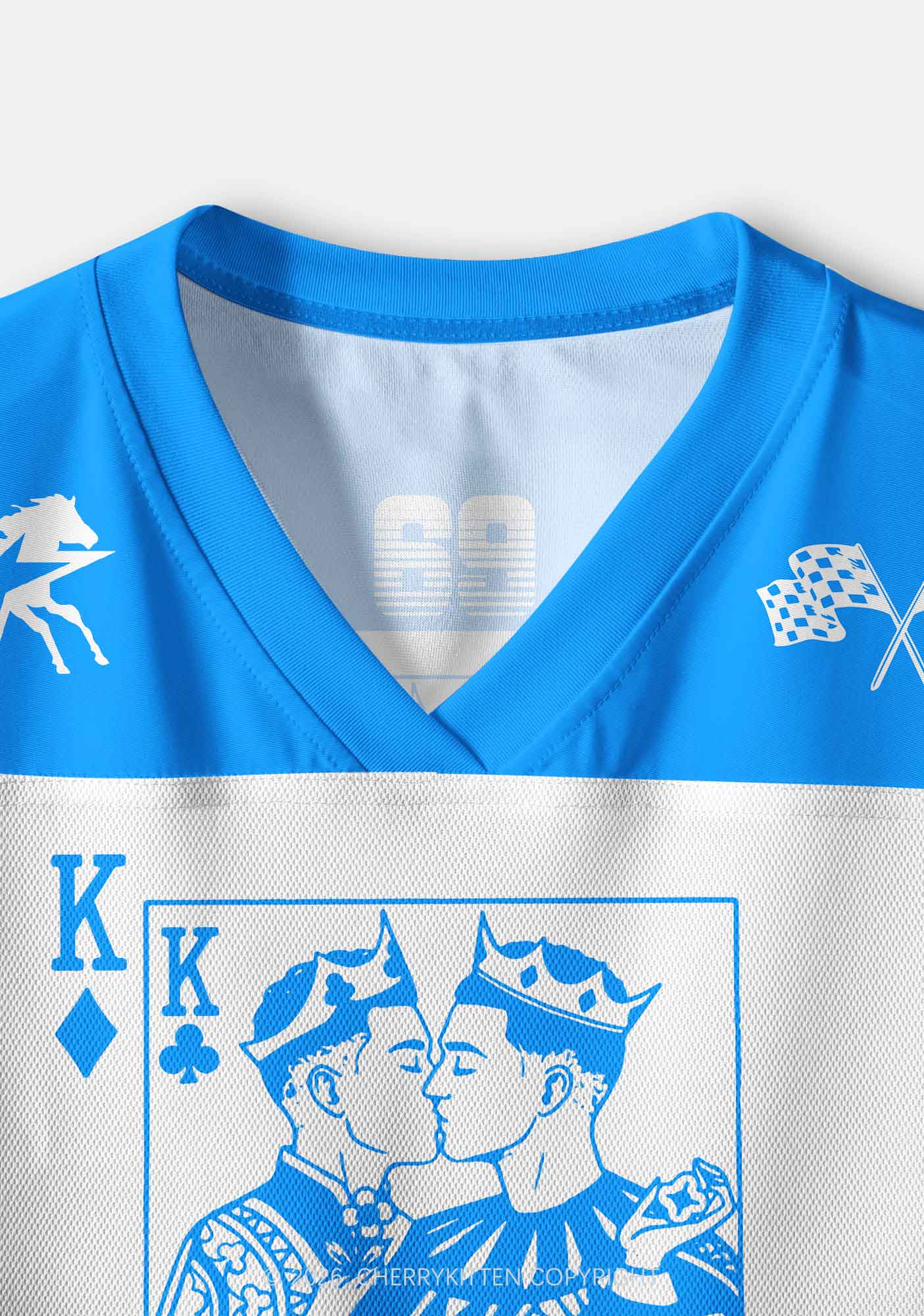 Blue Gay King Pride Y2K Crop Sport Jersey Shirts Cherrykitten