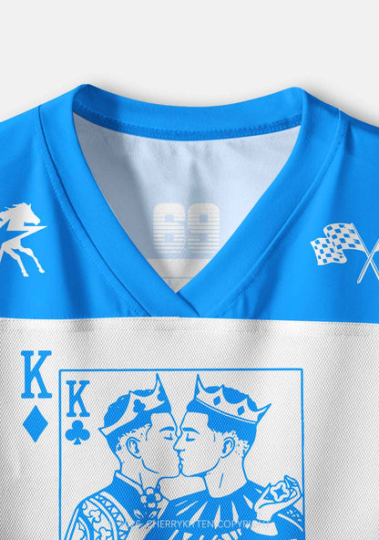 Blue Gay King Pride Y2K Crop Sport Jersey Shirts Cherrykitten