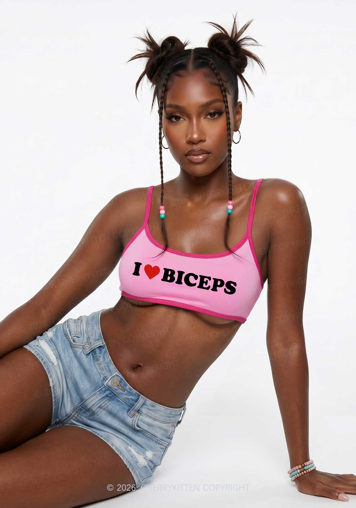I Love Biceps Y2K Super Crop Cami Cherrykitten