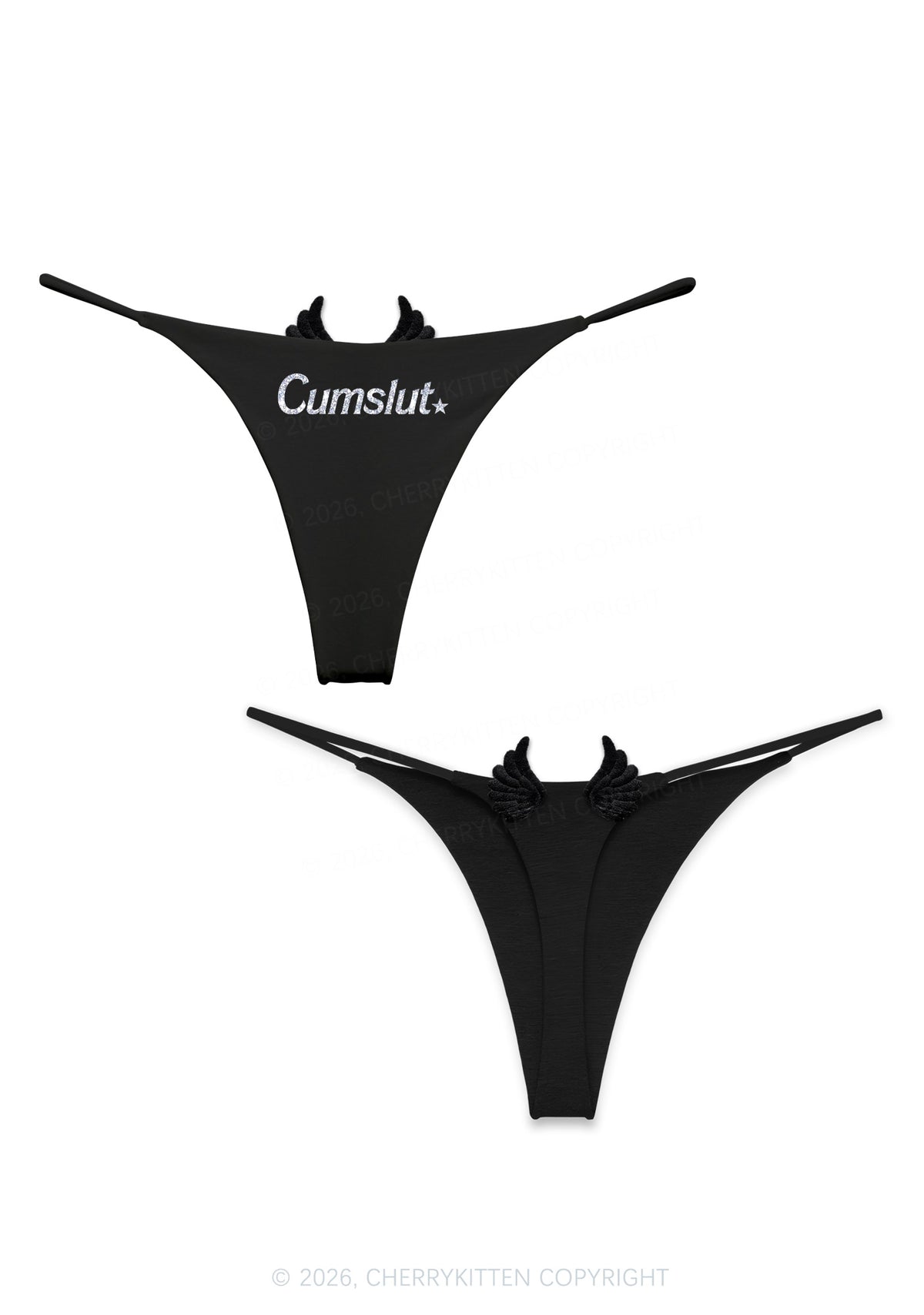 Glitter Special Cxmslxt Y2K Goth Angel Wings Bikini String Thong Cherrykitten