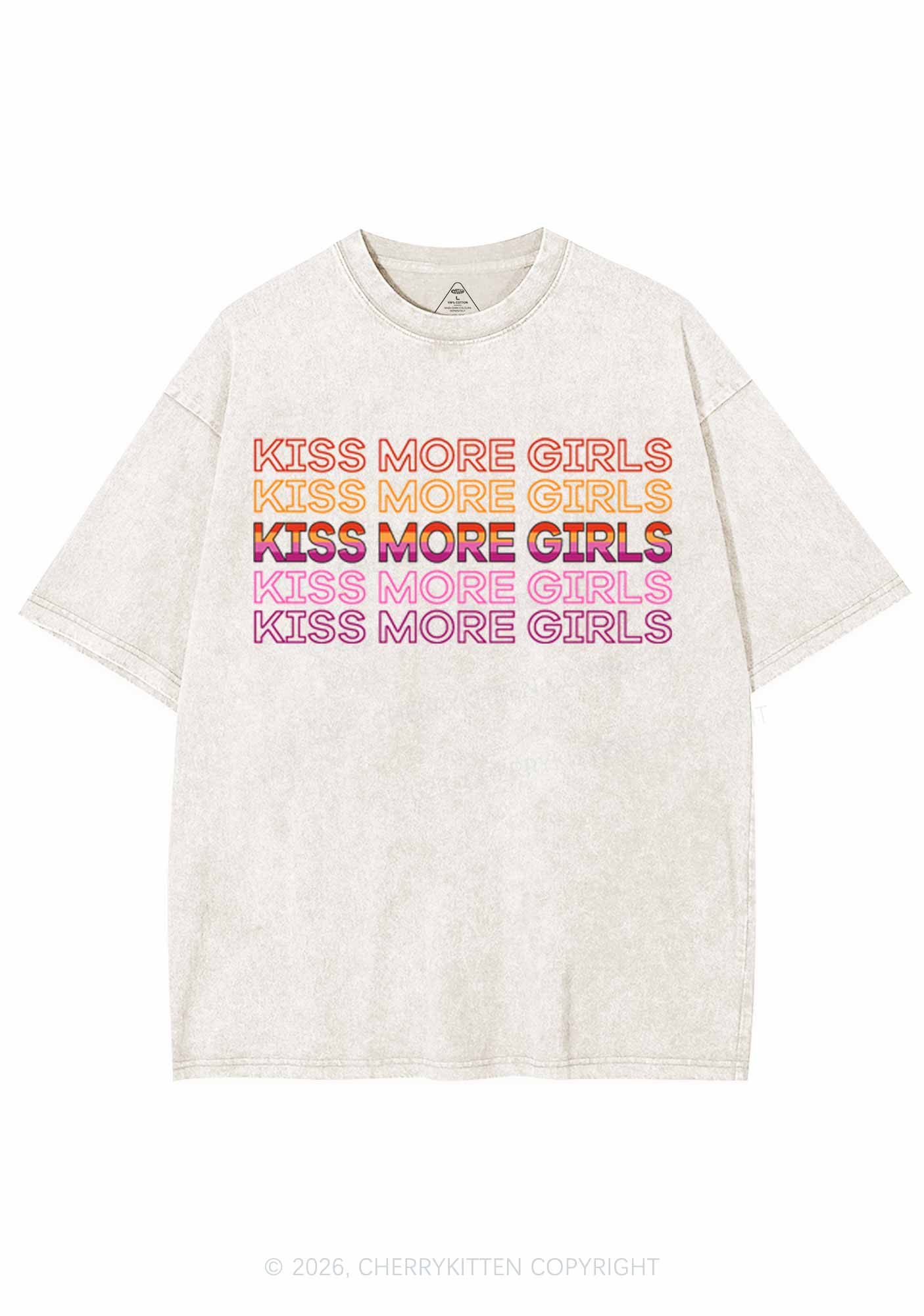 Kiss More Girls Pride Y2K Shirts Washed Tee Cherrykitten