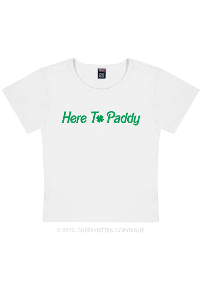 Here To Paddy St Patricks Y2K Baby Tee Cherrykitten