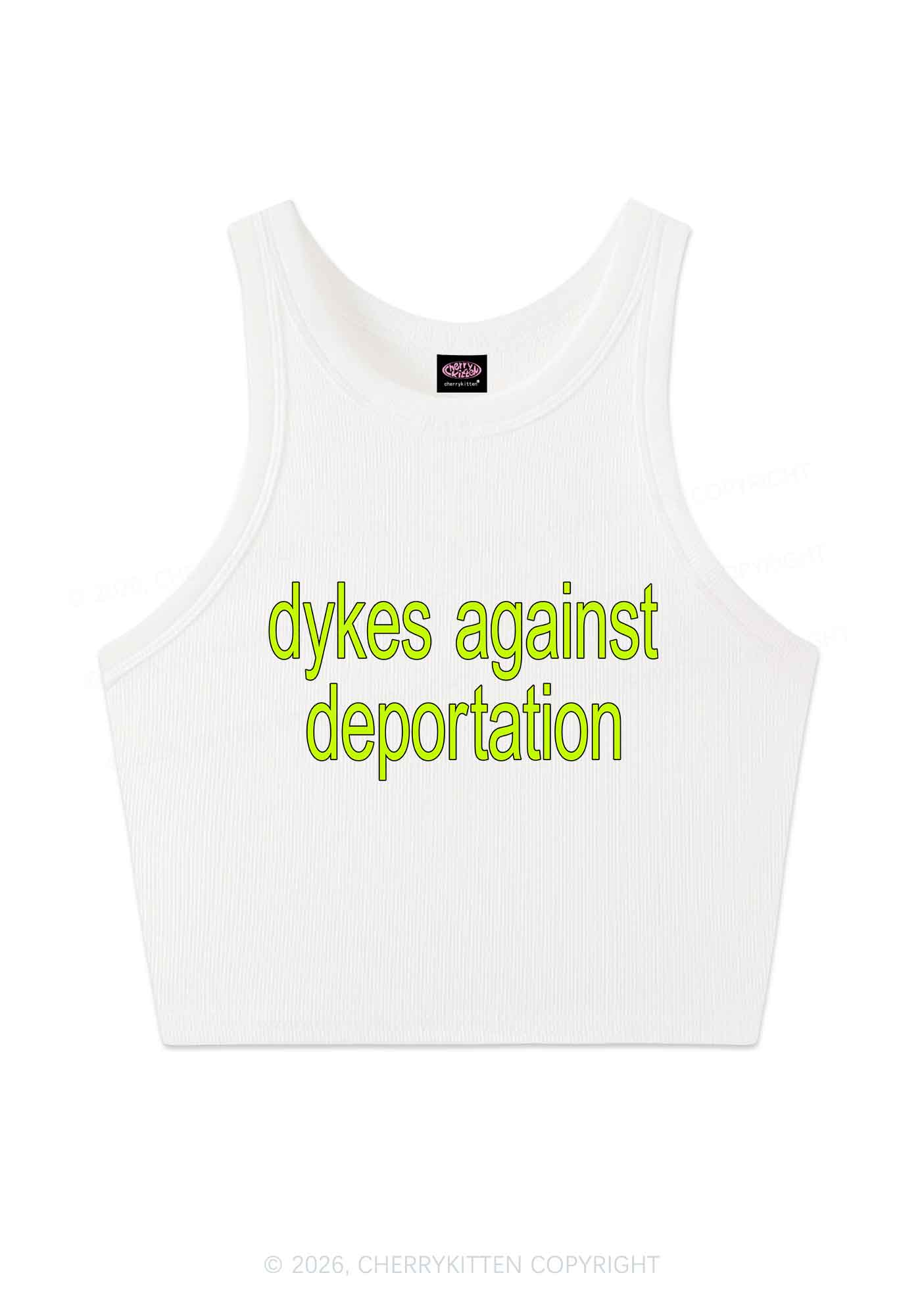 Dykes Against Deportation Pride Y2K Crop Tank Top Cherrykitten