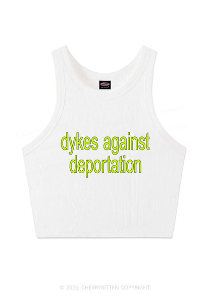 Dykes Against Deportation Pride Y2K Crop Tank Top Cherrykitten