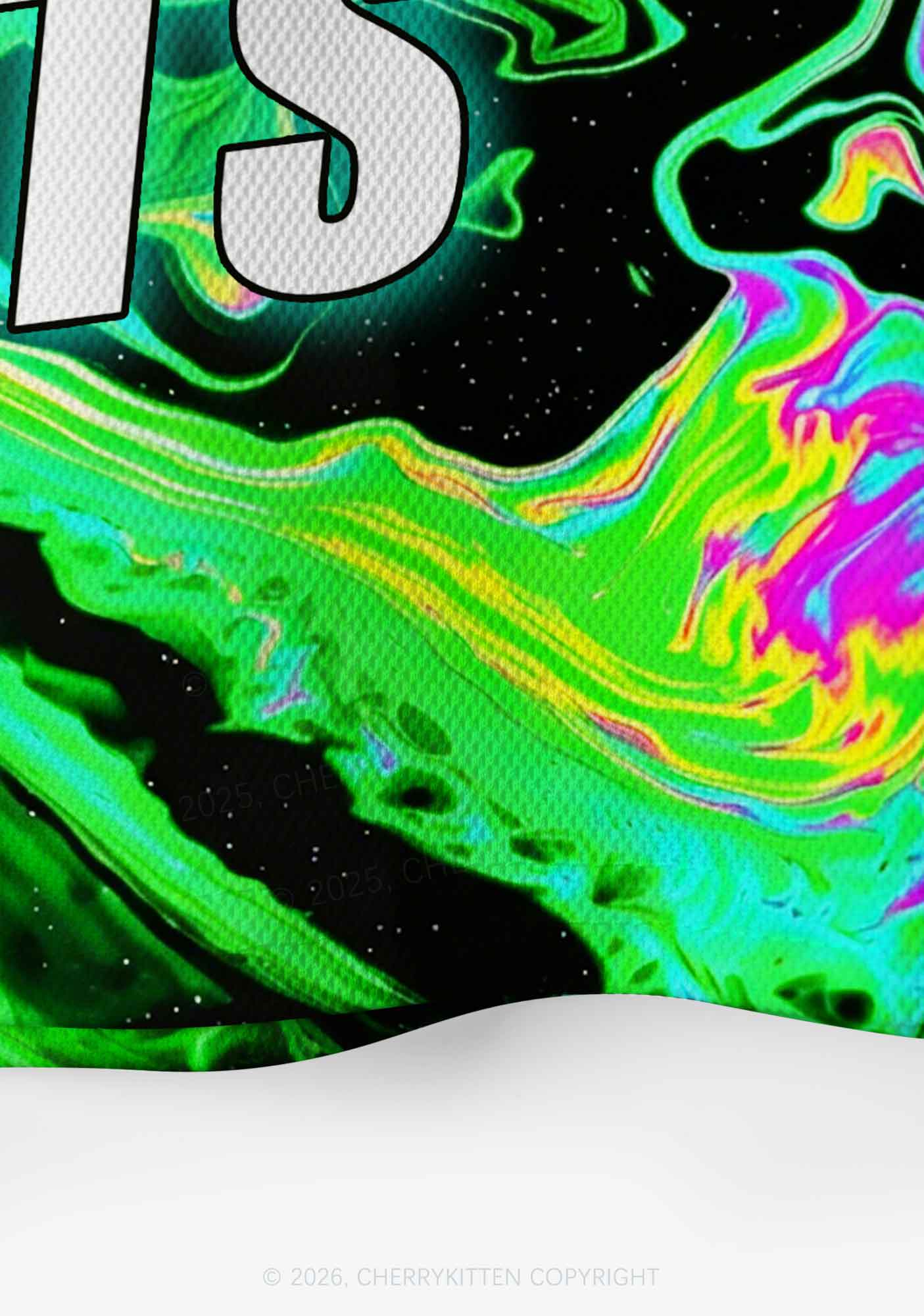 Green Liquid Swirl I Love Techno Slxts Y2K Crop Sport Jersey Shirts Cherrykitten