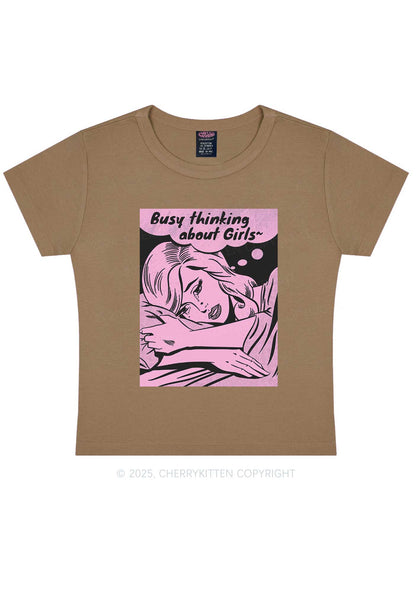 Busy Thinking About Girls Y2K Baby Tee Cherrykitten