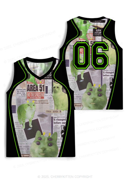 Custom Green Alien Kitten Y2K Sport Jersey Tank Cherrykitten
