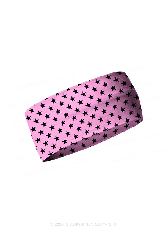 Black Star On Pink Y2K Print Headband Cherrykitten