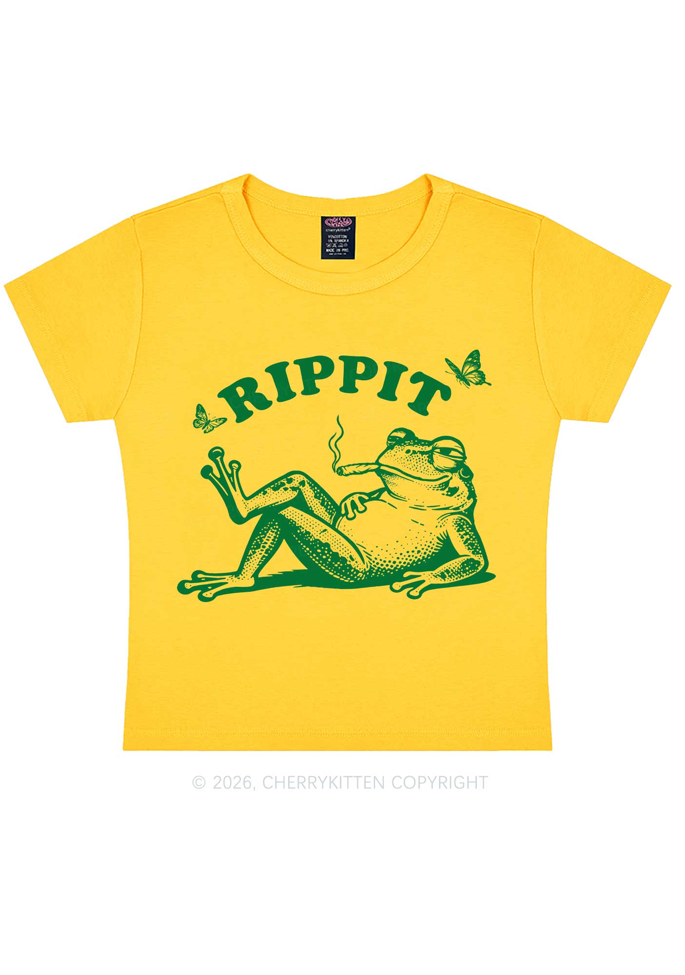 Rippit Frog Y2K Baby Tee Cherrykitten