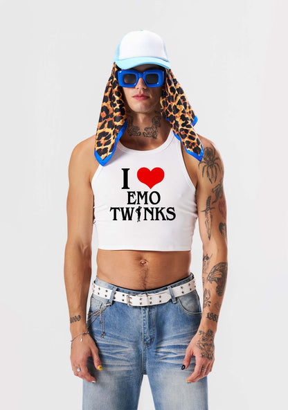 I Love Emo Twinks Pride Y2K Crop Tank Top Cherrykitten