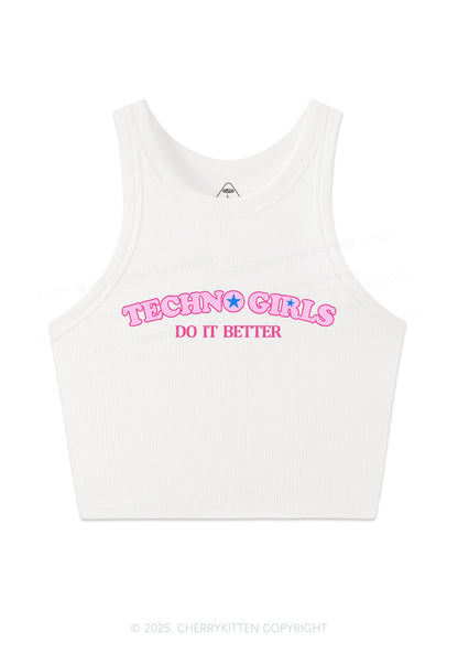 Techno Girl Do Better Y2K Crop Tank Top Cherrykitten