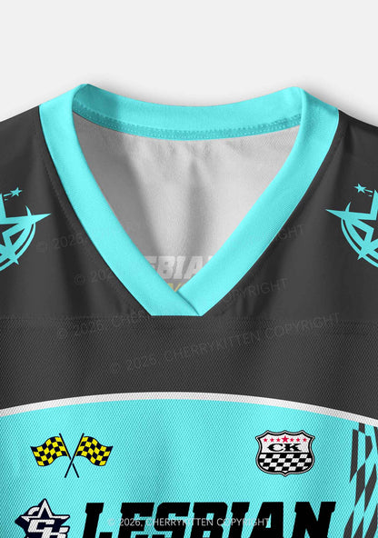 Blue Lesbian Prince Pride Y2K Crop Sport Jersey Shirts Cherrykitten