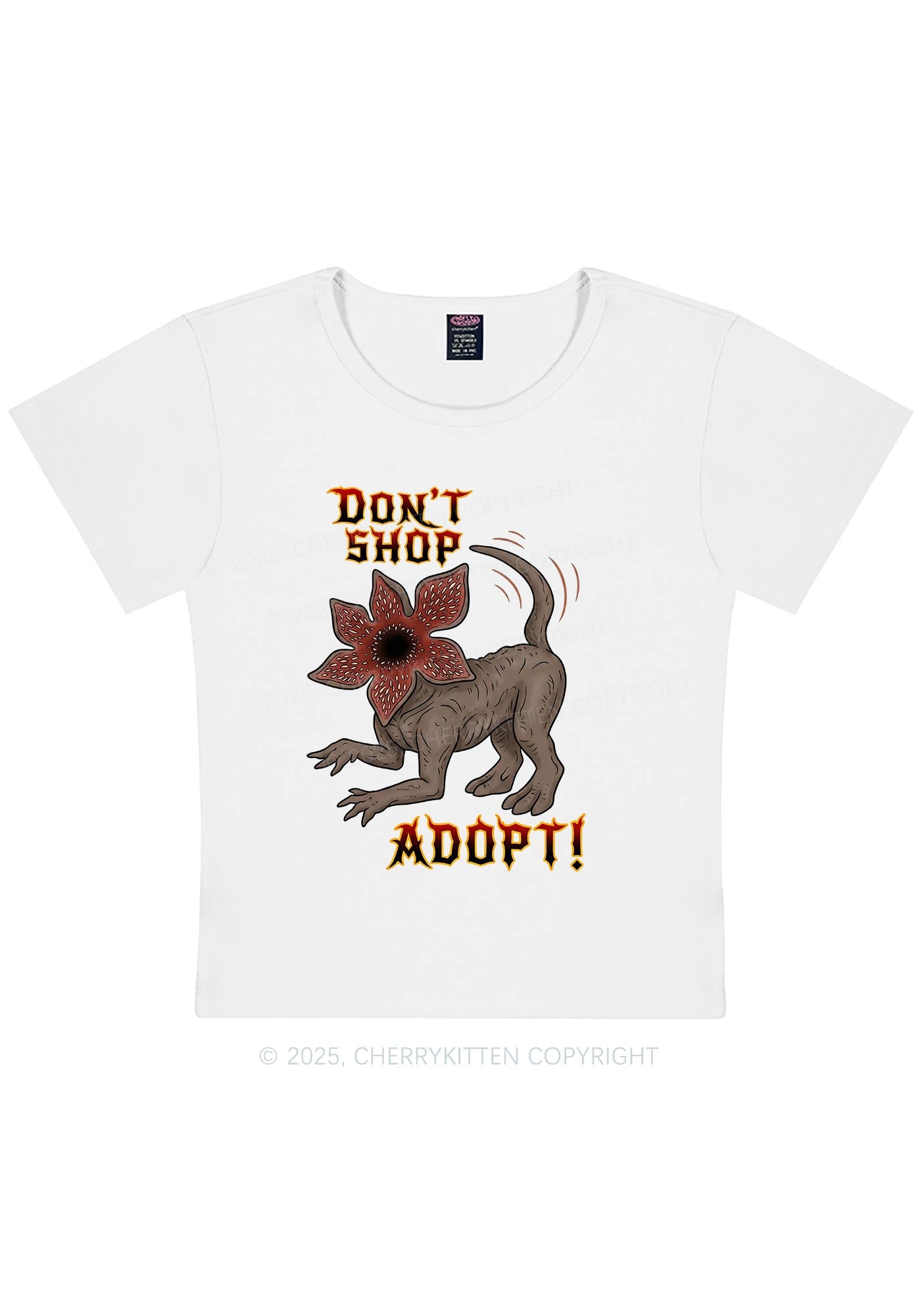 Dont Shop Adopt Y2K Baby Tee Cherrykitten