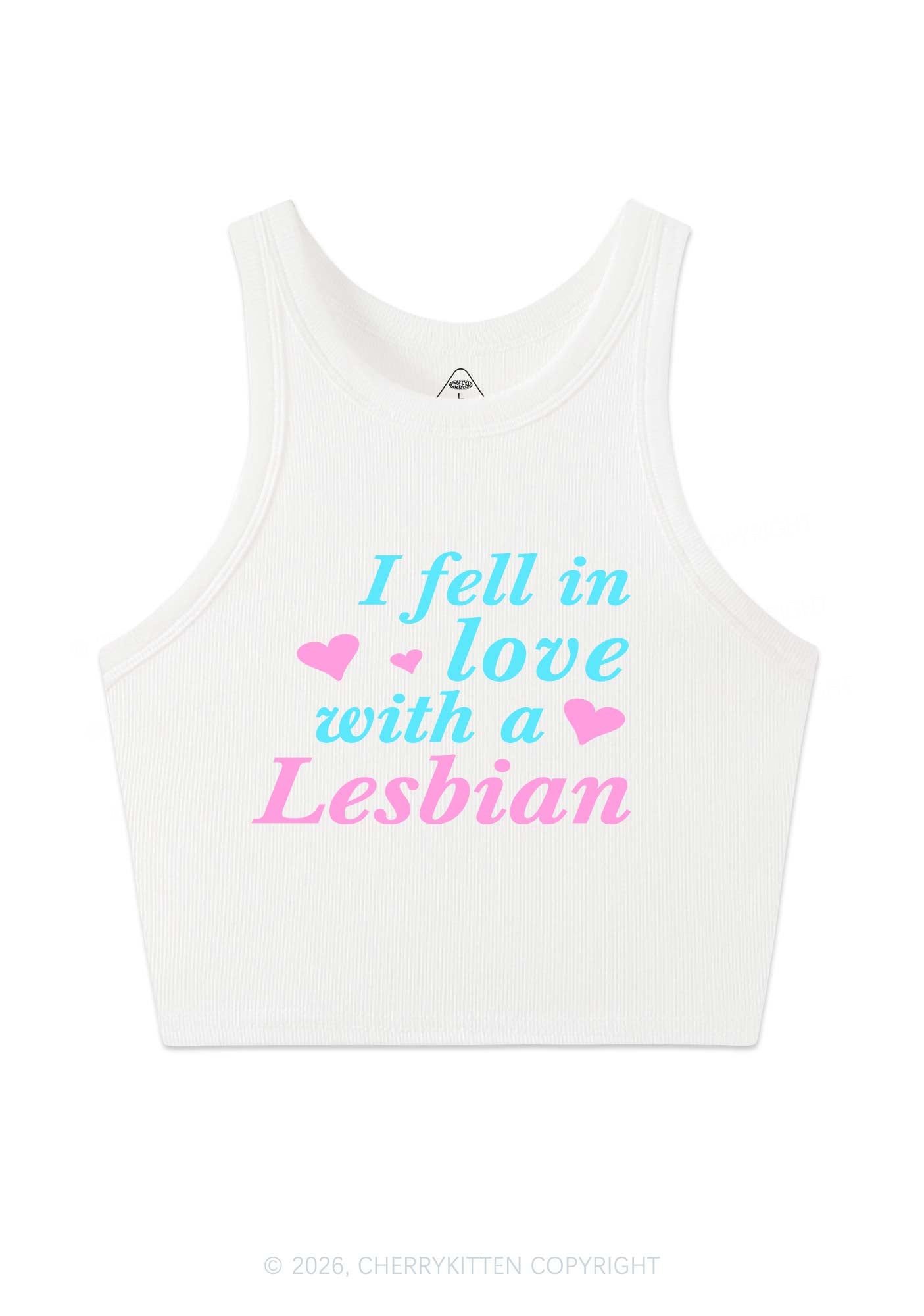 I Fell In Love With Lesbian Pride Y2K Crop Tank Top Cherrykitten