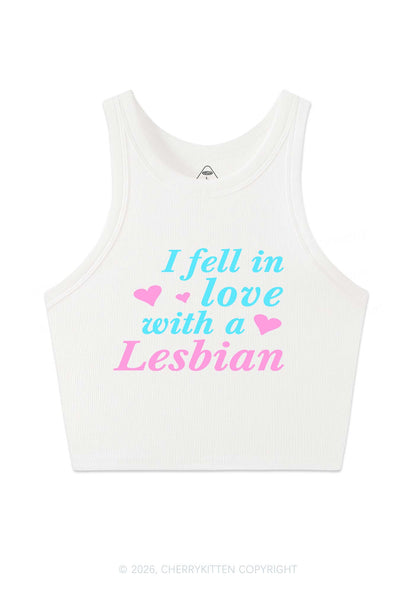 I Fell In Love With Lesbian Pride Y2K Crop Tank Top Cherrykitten