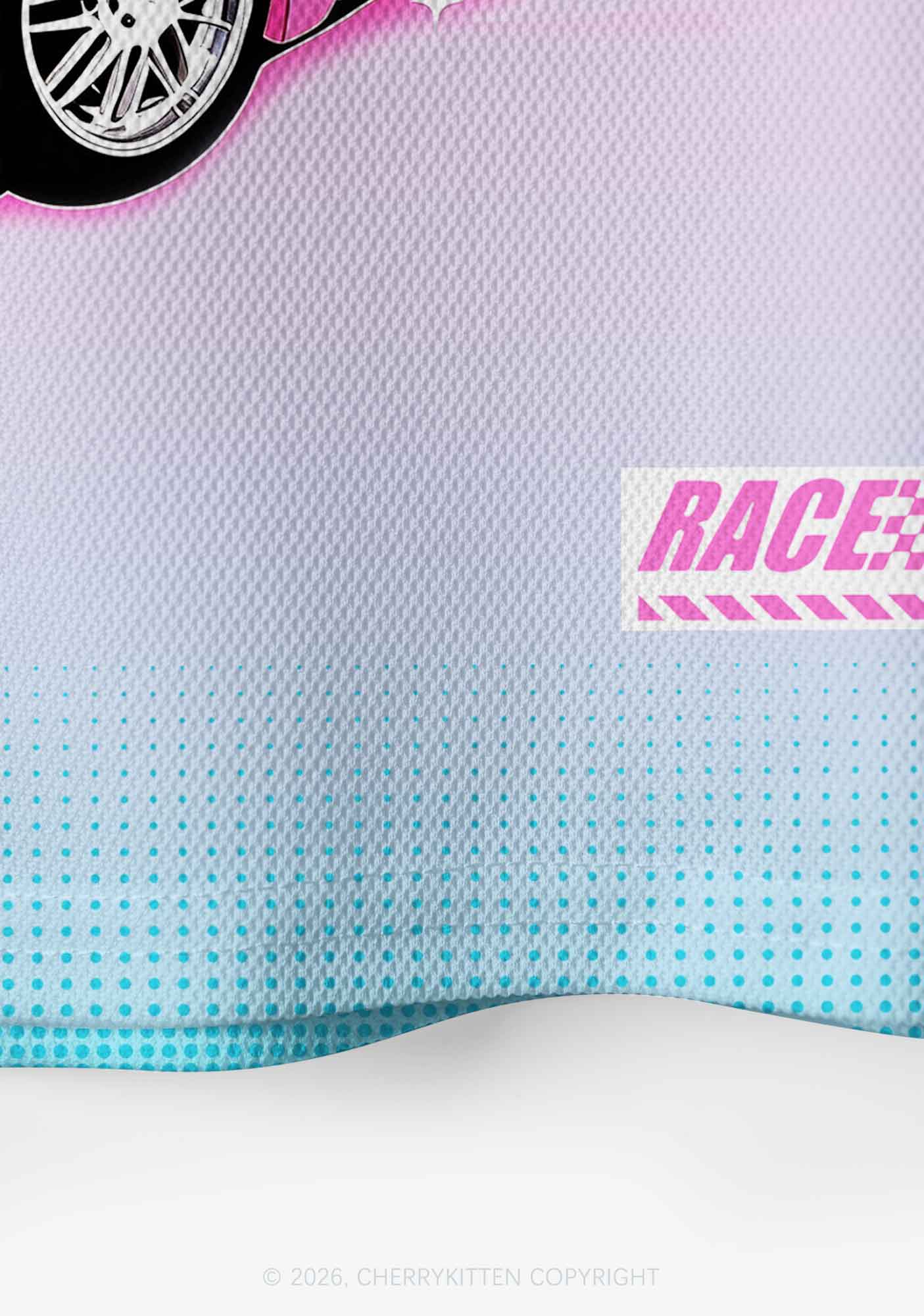 Cxxt Pink Sports Car Y2K Crop Sport Jersey Shirts Cherrykitten