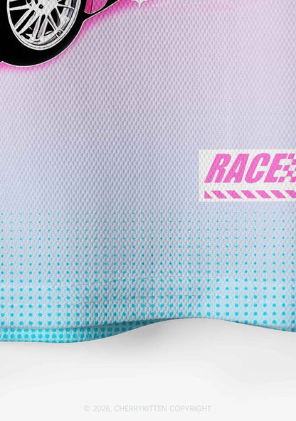 Cxxt Pink Sports Car Y2K Crop Sport Jersey Shirts Cherrykitten