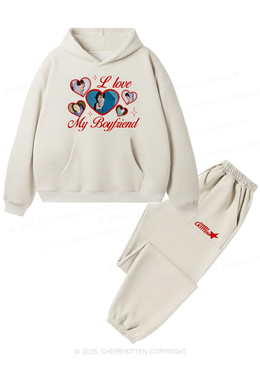 Custom Boyfriend Photos Y2K Valentine's Day Fleece Hoodie Set Cherrykitten