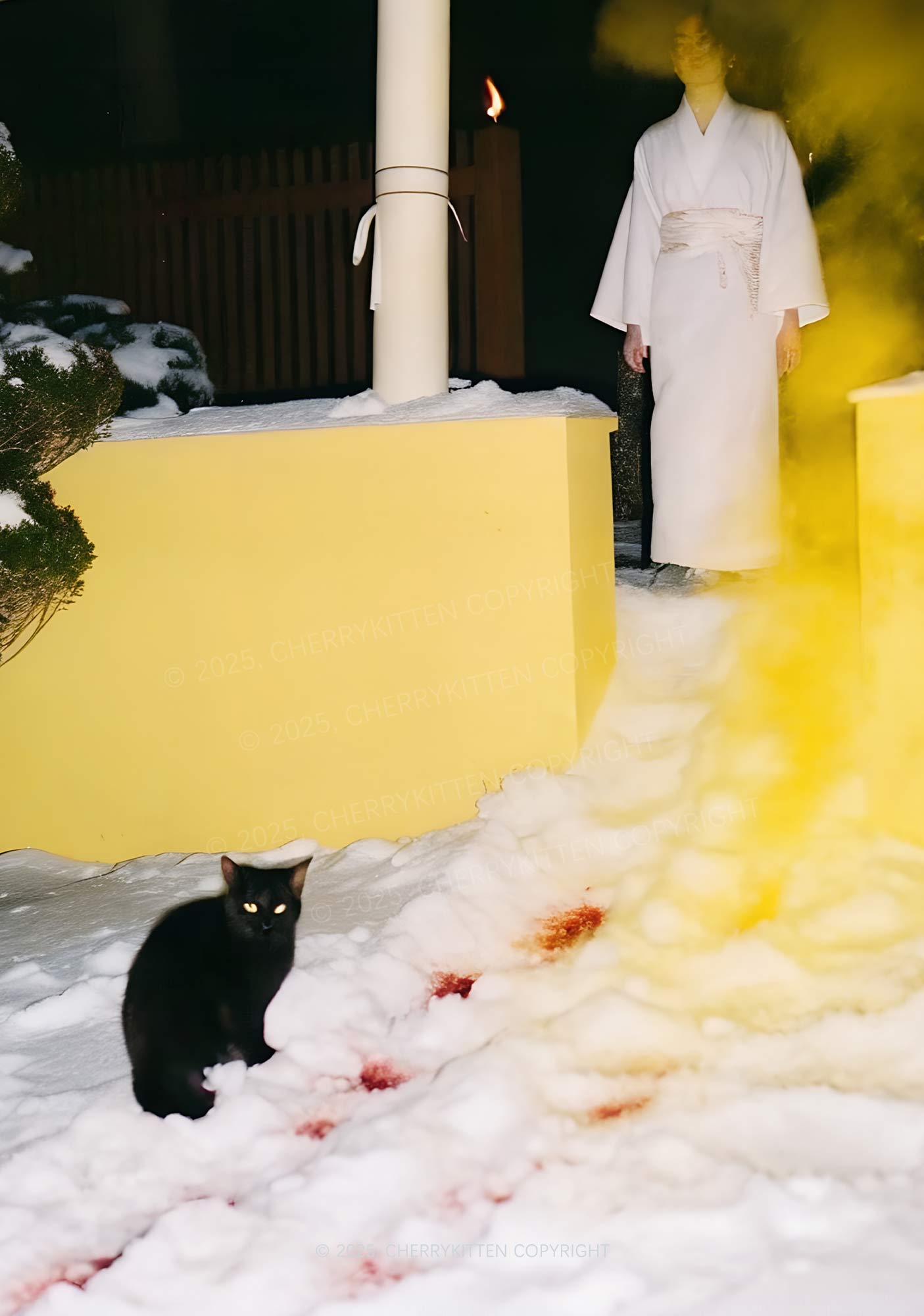 Snow Cat Y2K Print Slip Dress Cherrykitten