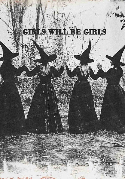 Halloween Girls Will Be Girls Y2K Print Mini Skirt Cherrykitten