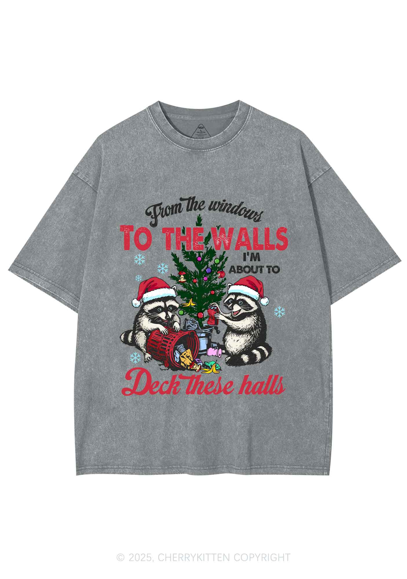 Christmas To The Walls Y2K Shirts Washed Tee Cherrykitten