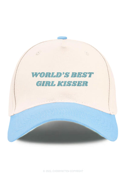 Embroidered Best Girl Kisser Pride Y2K Color Block Baseball Cap Cherrykitten