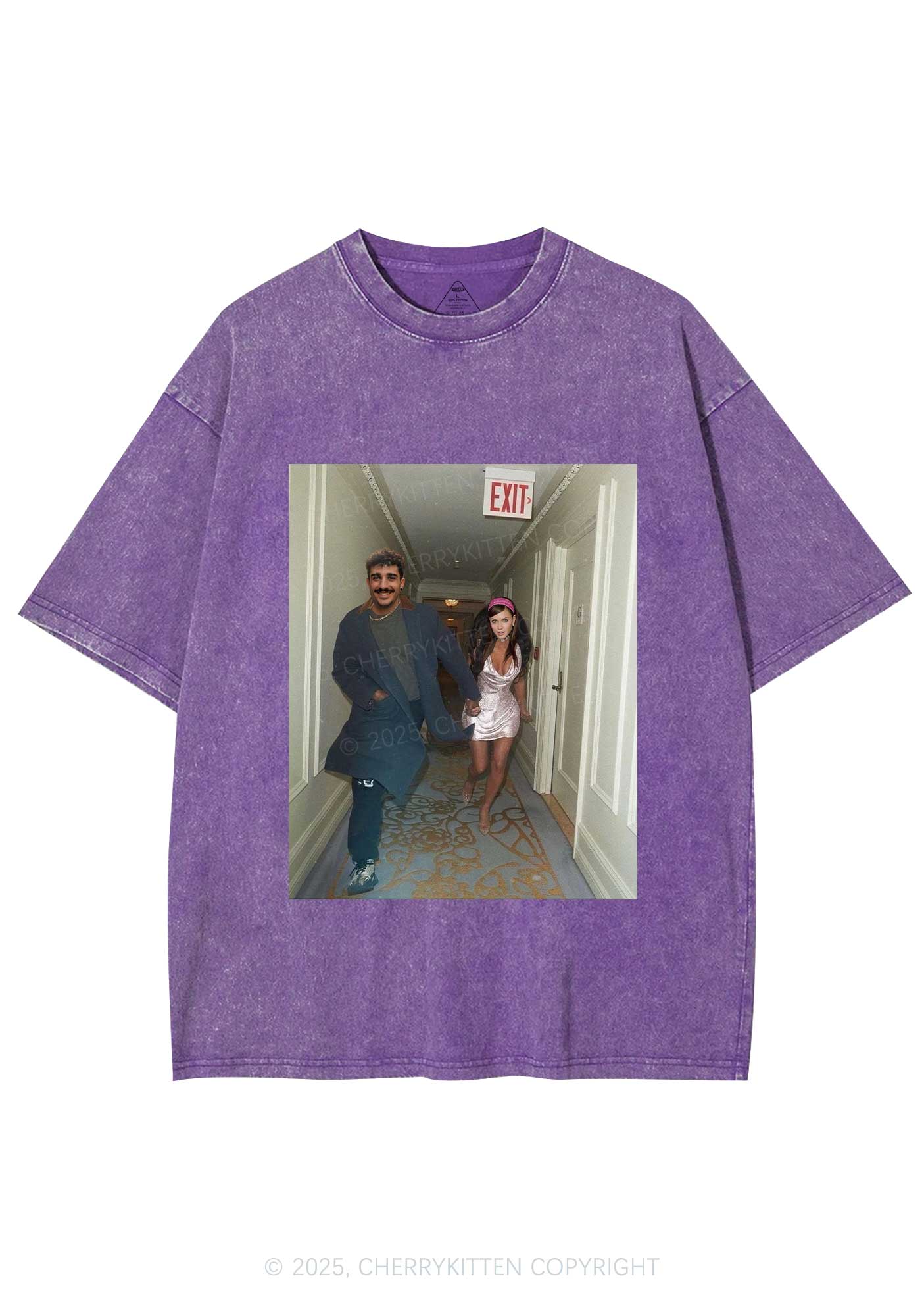 Custom Famous Hallway Photo Y2K Shirts Washed Tee Cherrykitten