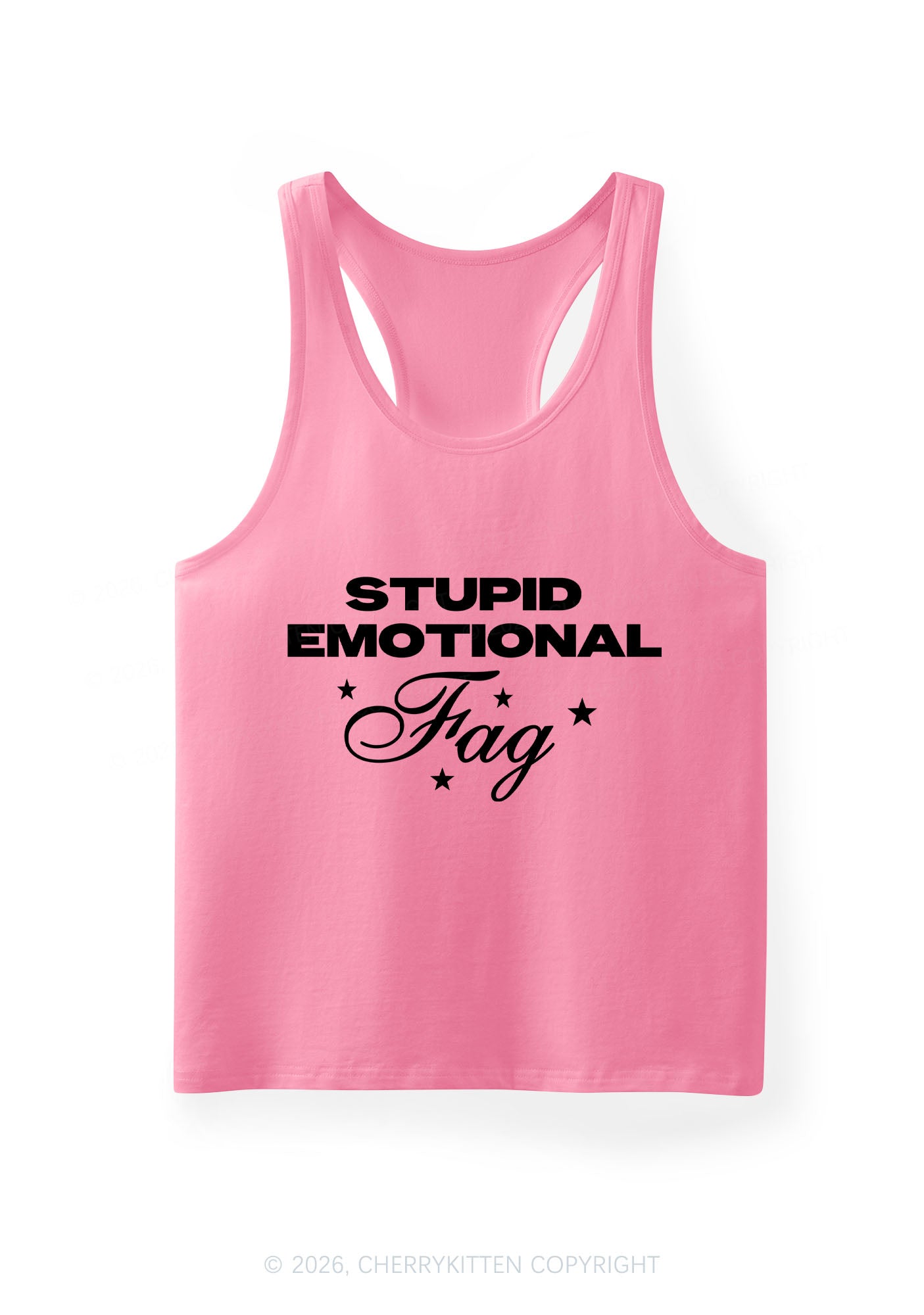 Stupid Emotional Fag Pride Y2K Men Racerback Tank Top Cherrykitten