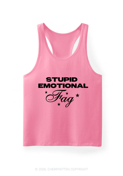 Stupid Emotional Fag Pride Y2K Men Racerback Tank Top Cherrykitten