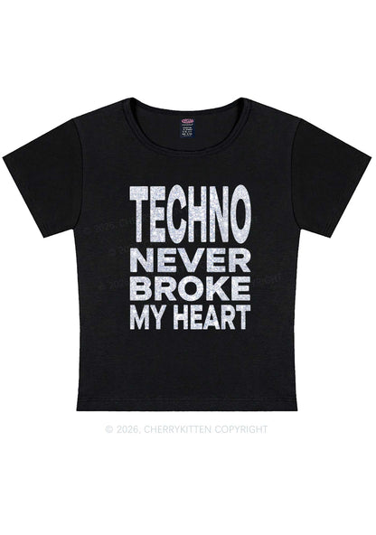Glitter Techno Heart Y2K Baby Tee Cherrykitten